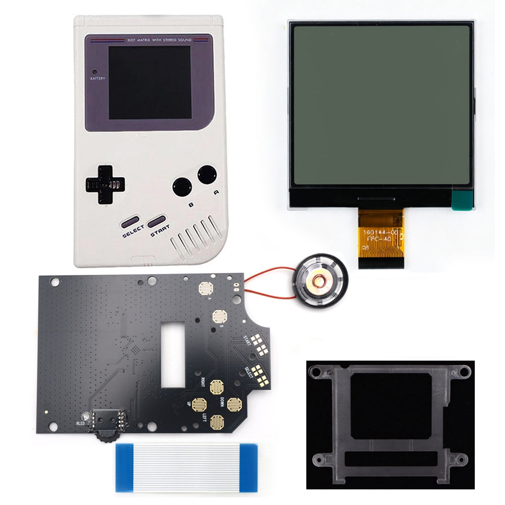 HISPEEDIDO 2.5 inches Grayscale LCD Screen Kit For GameBoy GB DMG Same Display Size Easy Install Drop-in OSD Menuw/Speaker