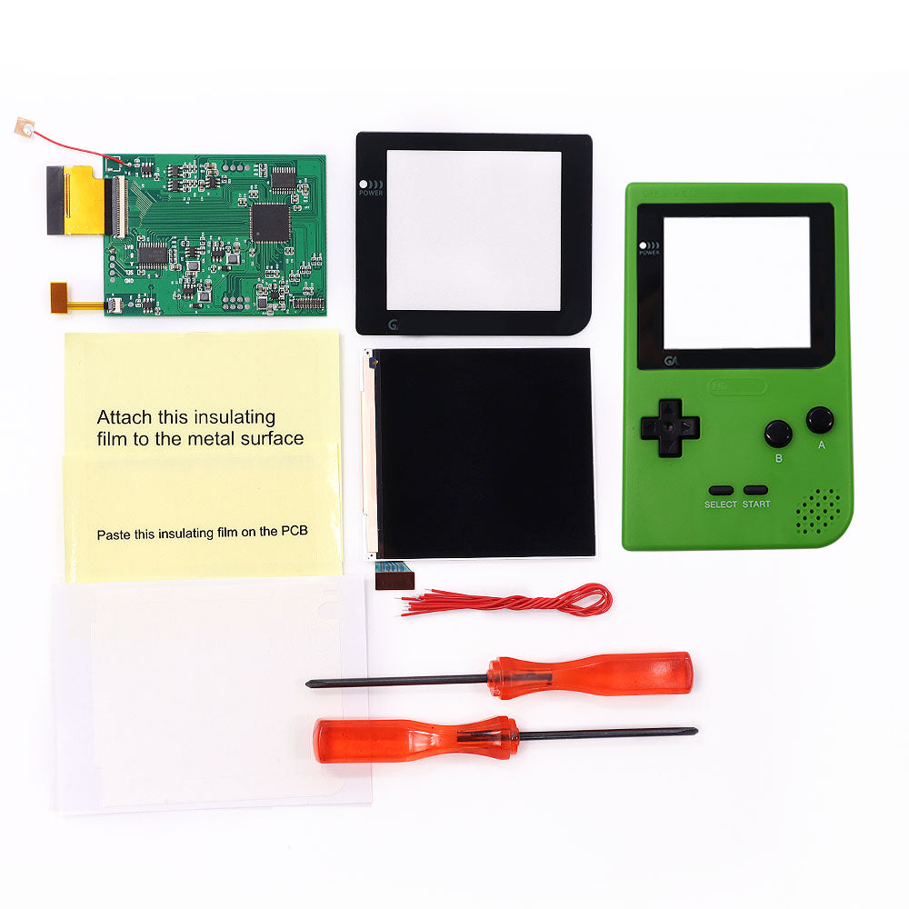 HISPEEDIDO GBP Q5 IPS LCD Larger Screen Display Build in OSD for Gameboy Pocket 8 Color Retro Pixel Screen Mod Kits with Shell