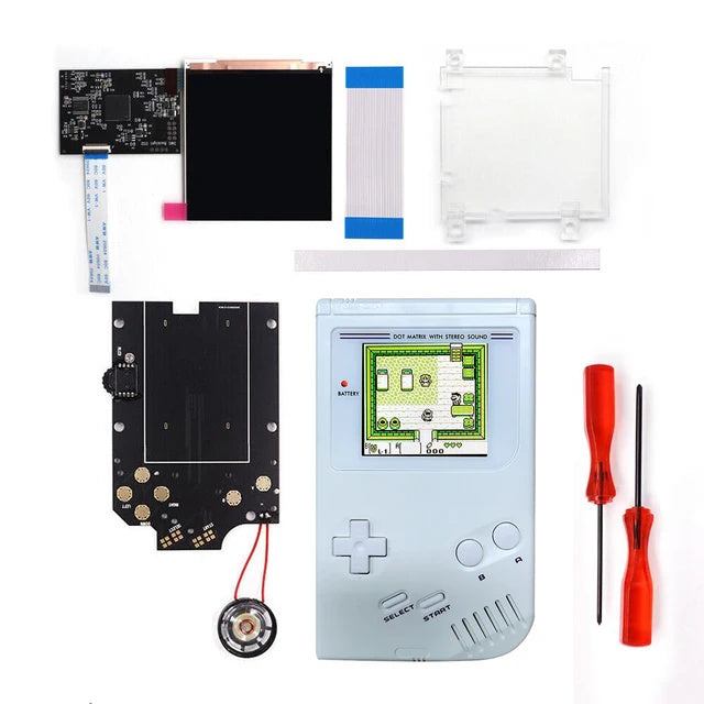 HISPEEDIDO For GBO OSD Q5 Larger Size RIPS LCD IPS Screen Mod Kits Multiful Choice Shell, Lens For GAMEBOY DMG GBO with Pre-Solder Speaker