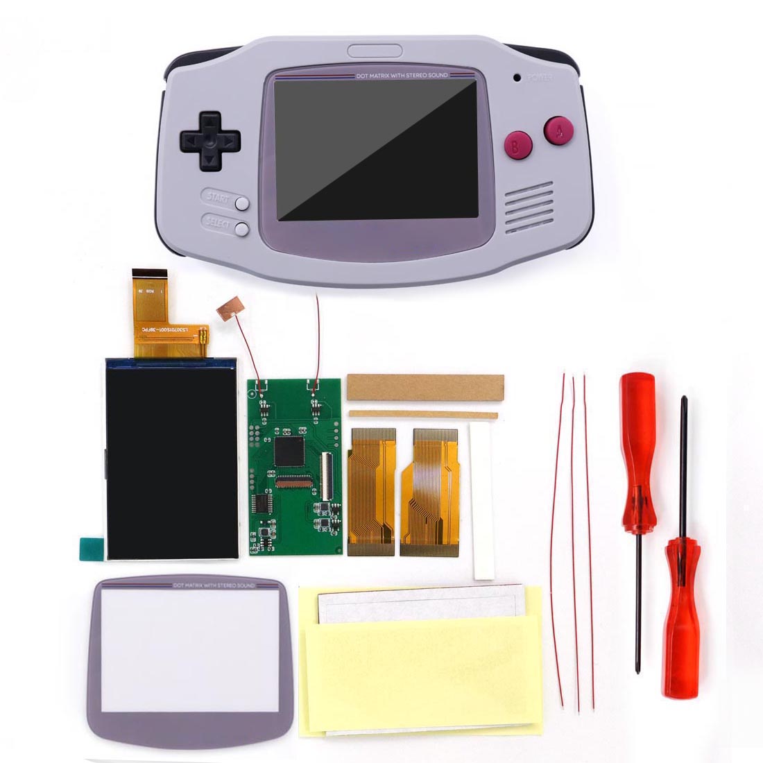 HISPEEDIDO V5 Upgrade HD High defination Drop In 3.0" 3 inch Highlight 720*480 720x480 Retro pixel OSD Menu IPS LCD kit for GBA Advance w/Shell