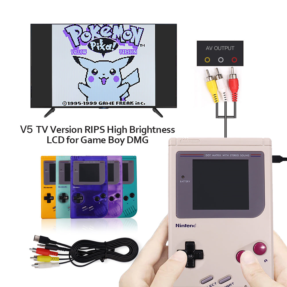 TV Version V5 GB DMG Screen Mod Kits OSD Menu RIPS 36 Color LCD Screen Kit For Game Boy GBO DMG Play on TV