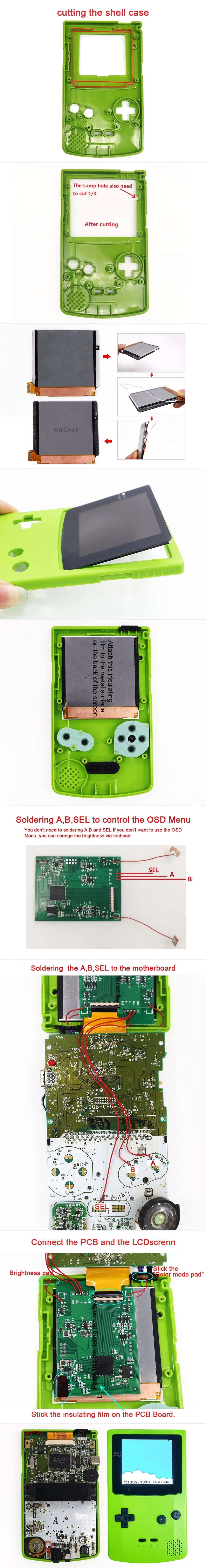 HISPEEDIDO Q5 IPS Highlight Screen For GBC LCD Display IPS Screen Mod Kits replacement Screen