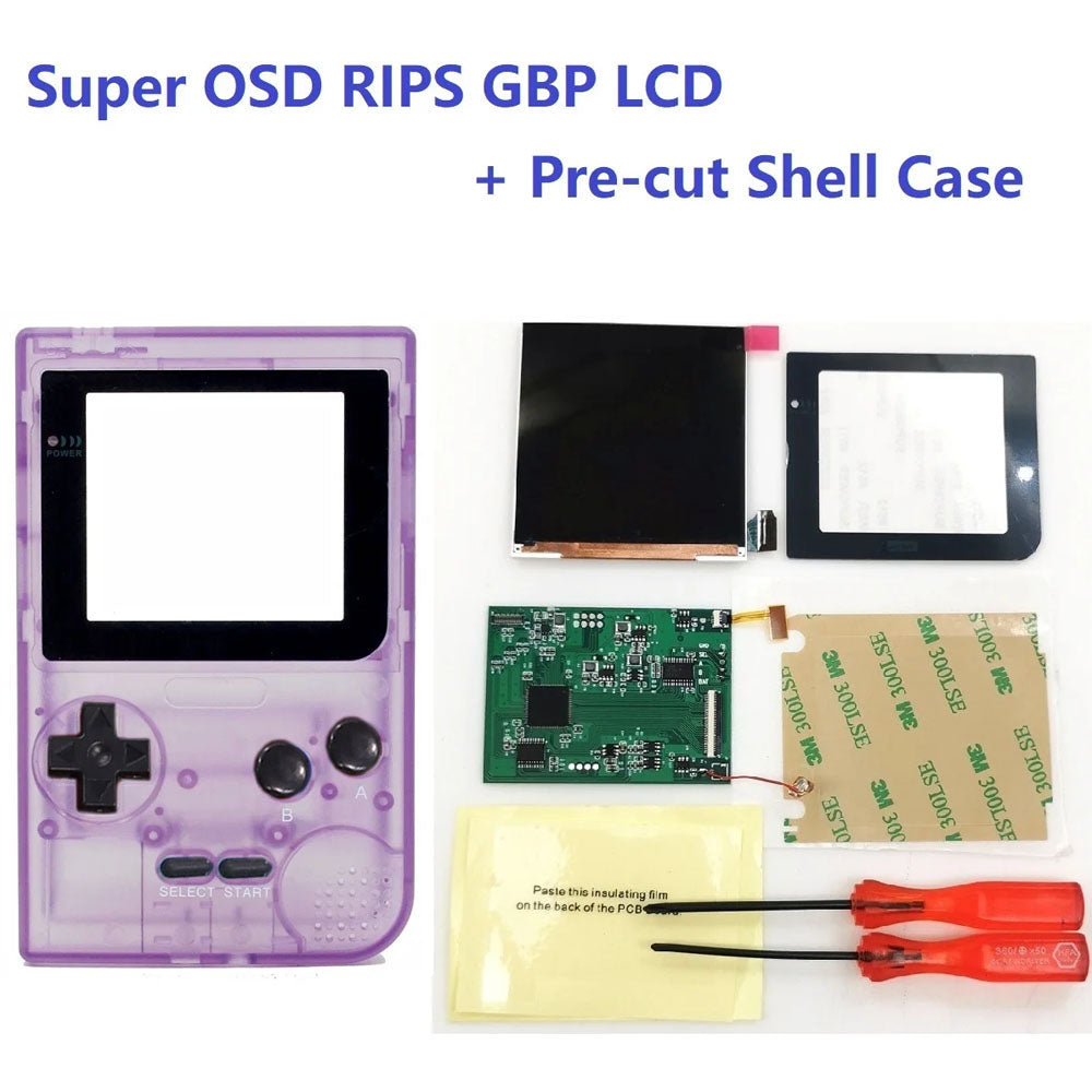 HISPEEDIDO GBP Q5 IPS LCD Larger Screen Display Build in OSD for Gameboy Pocket 8 Color Retro Pixel Screen Mod Kits with Shell