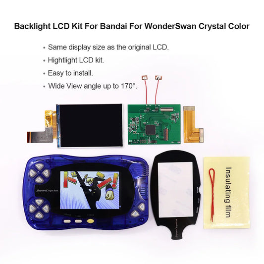 HISPEEDIDO IPS Highlight Backlight LCD Screen Display For BANDA Wonder Swan SwanCrystal Wonder Swan Crystal Color WSCC Game Console