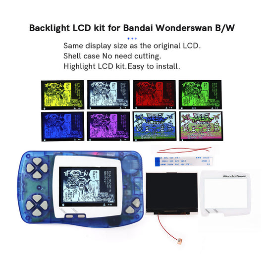 WS Black White Hightlight LCD Screen Backlight Display Kit For Bandai Wonder Swan WS Console