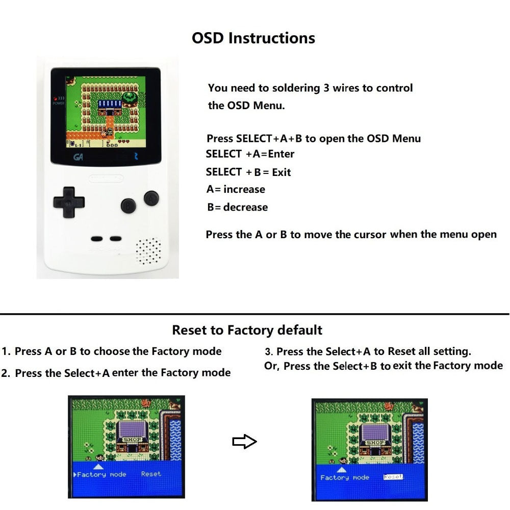 HISPEEDIDO Q5 IPS Highlight Screen For GBC LCD Display IPS Screen Mod Kits replacement Screen