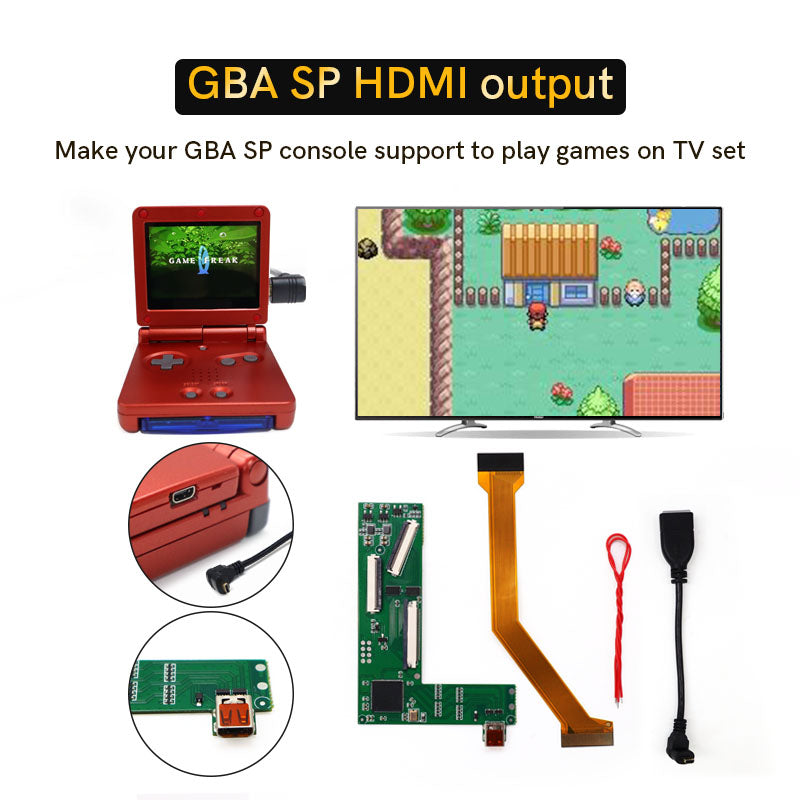 For GBA SP HDMI Port PCB Mod Kits ,Adapter HDTV Converter Kit For Gameboy Advance SP GBA SP Play on TV