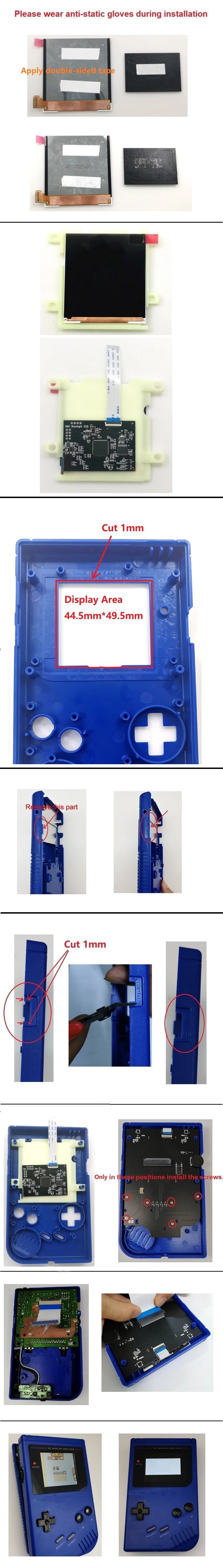 HISPEEDIDO For GBO OSD Q5 Larger Size RIPS LCD IPS Screen Mod Kits Multiful Choice Shell, Lens For GAMEBOY DMG GBO with Pre-Solder Speaker