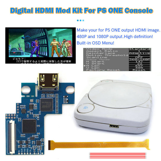 Hispeedido For PSONE Digital HDMI MOD Kit Digital to Digital HDMI Mod Kit 480P 1080P For Playstaion ONE PS ONE Console