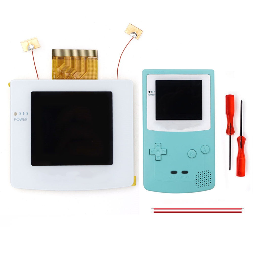 White Laminated 2.45" GBC IPS All-in-one HD Backlight Screen Easy Installation OSD Pixel Effect For Gameboy Color GBC with Shell