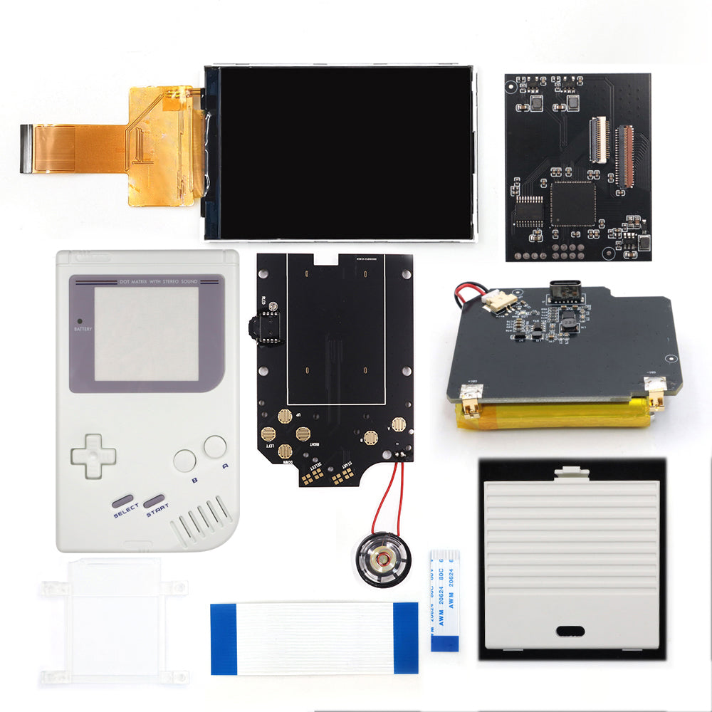 Rechargeable V5 Pro IPS Screen RIPS Housing Color Case Pixel OSD FRM Backlight Highbright LCD Mod Kits for GAMEBOY DMG GBO