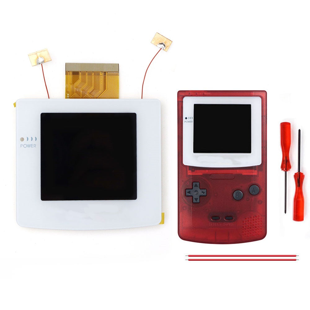 White Laminated 2.45" GBC IPS All-in-one HD Backlight Screen Easy Installation OSD Pixel Effect For Gameboy Color GBC with Shell