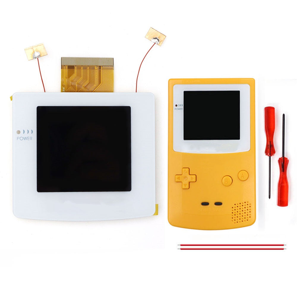 White Laminated 2.45" GBC IPS All-in-one HD Backlight Screen Easy Installation OSD Pixel Effect For Gameboy Color GBC with Shell