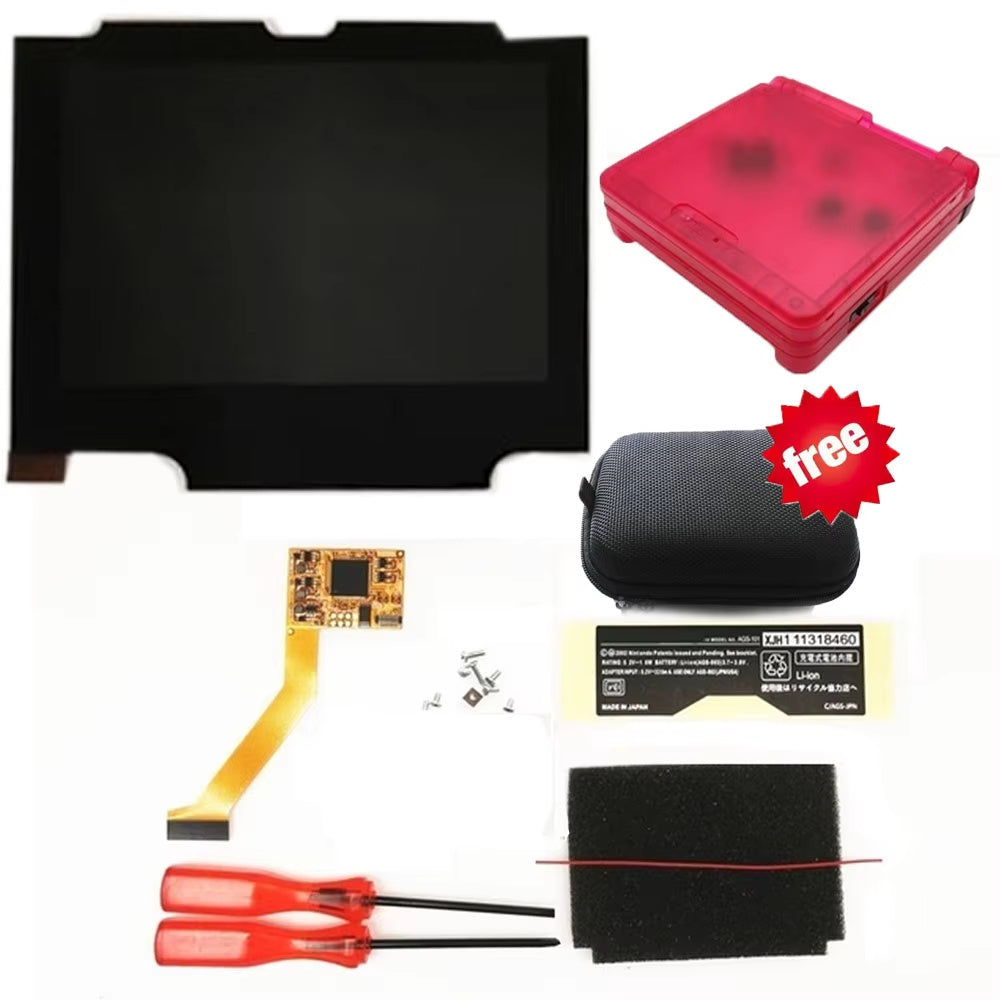 HISPEEDIDO For GBA SP V2 Screen set IPS LCD Backlight Screen High Brightness Laminated Display LCD Set with Shell