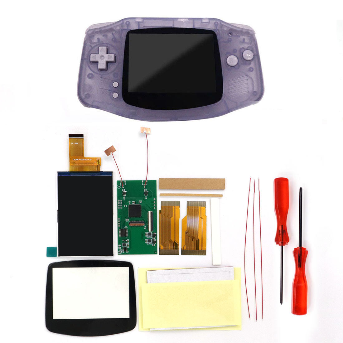 HISPEEDIDO V5 Upgrade HD High defination Drop In 3.0" 3 inch Highlight 720*480 720x480 Retro pixel OSD Menu IPS LCD kit for GBA Advance w/Shell