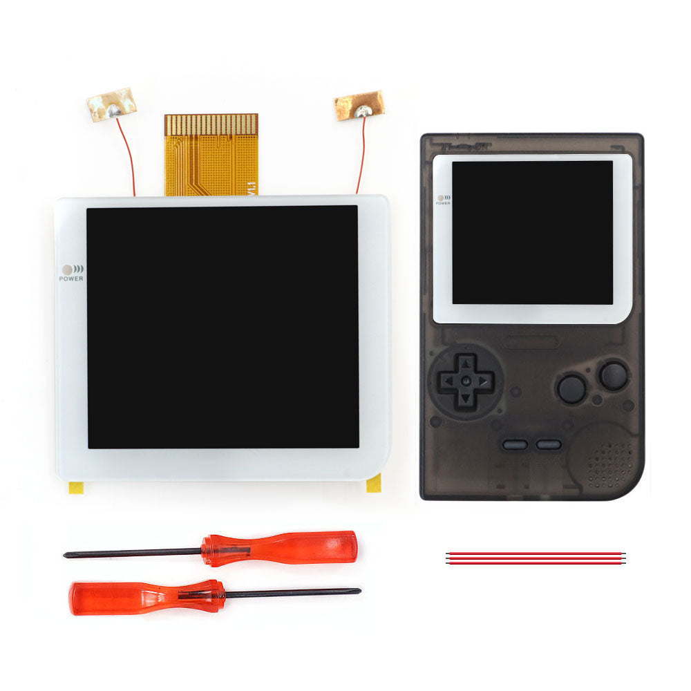 White Laminated 2.8 inch Larger IPS Screen LCD Integer Scaling Build in OSD For GBP Gameboy Pocket Retro Pixel Screen Kits with Shell