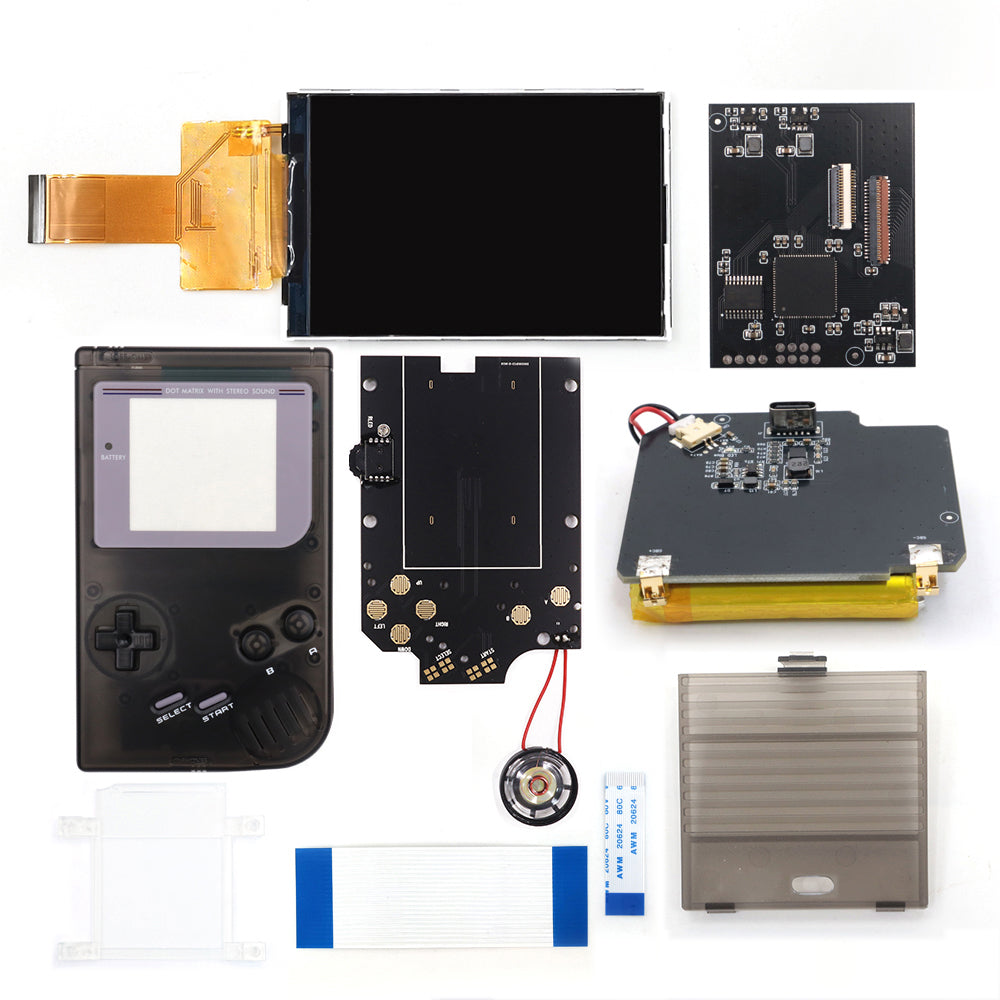 Rechargeable V5 Pro IPS Screen RIPS Housing Color Case Pixel OSD FRM Backlight Highbright LCD Mod Kits for GAMEBOY DMG GBO