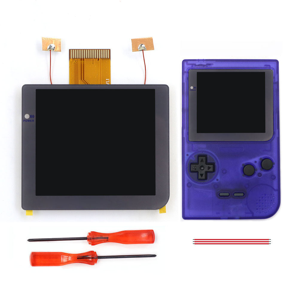 Gray Laminated 2.8 inch Larger IPS Screen LCD Integer Scaling Build in OSD For GBP Gameboy Pocket Retro Pixel Screen Kits with Shell