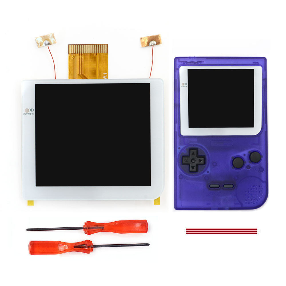 White Laminated 2.8 inch Larger IPS Screen LCD Integer Scaling Build in OSD For GBP Gameboy Pocket Retro Pixel Screen Kits with Shell
