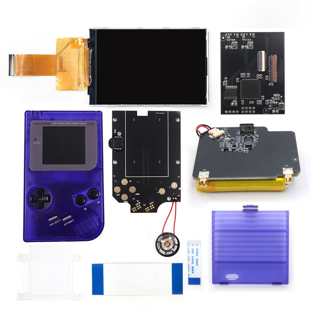 Rechargeable V5 Pro IPS Screen RIPS Housing Color Case Pixel OSD FRM Backlight Highbright LCD Mod Kits for GAMEBOY DMG GBO