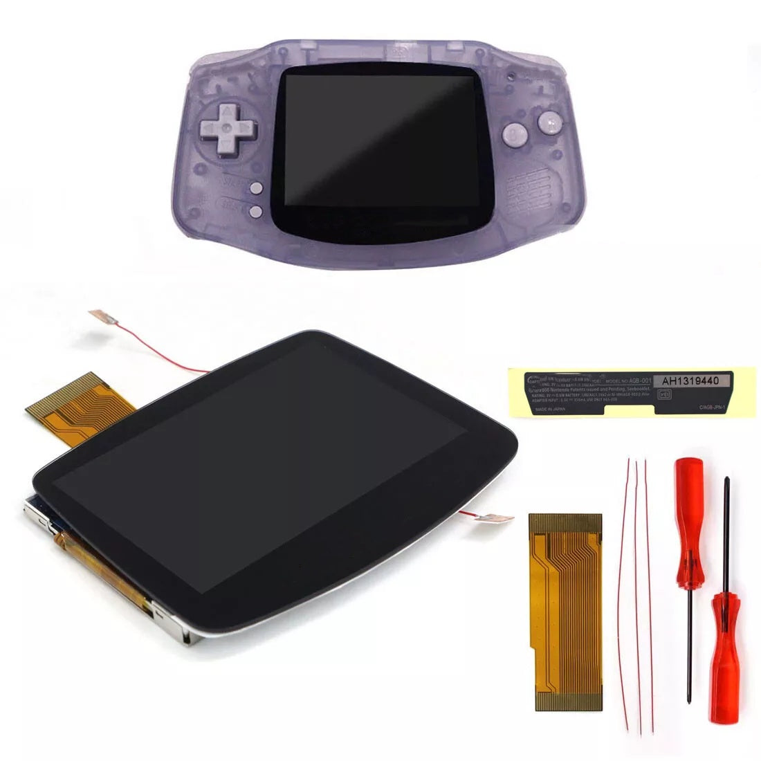 HISPEEDIDO Pre -laminated V5 HD 720x480 Drop-in Screen for GBA IPS LCD Kits Replacements Housing Shell