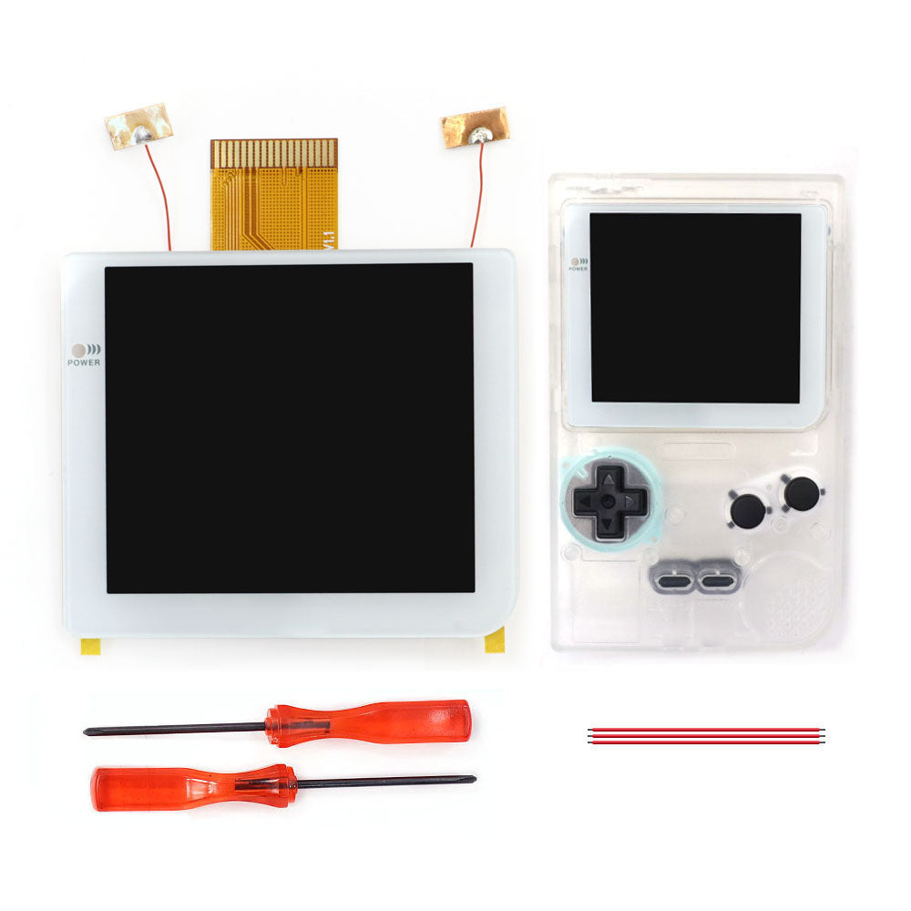 White Laminated 2.8 inch Larger IPS Screen LCD Integer Scaling Build in OSD For GBP Gameboy Pocket Retro Pixel Screen Kits with Shell