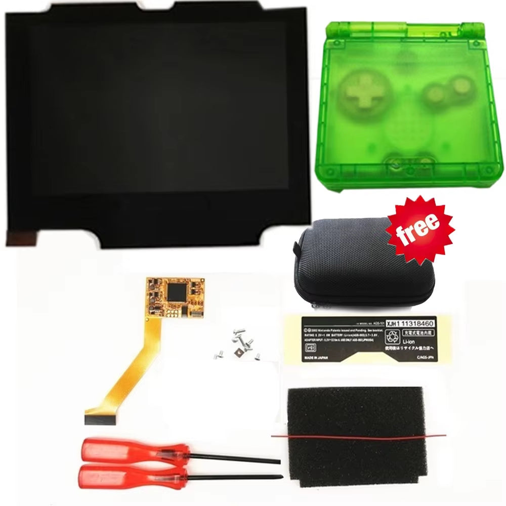 HISPEEDIDO For GBA SP V2 Screen set IPS LCD Backlight Screen High Brightness Laminated Display LCD Set with Shell