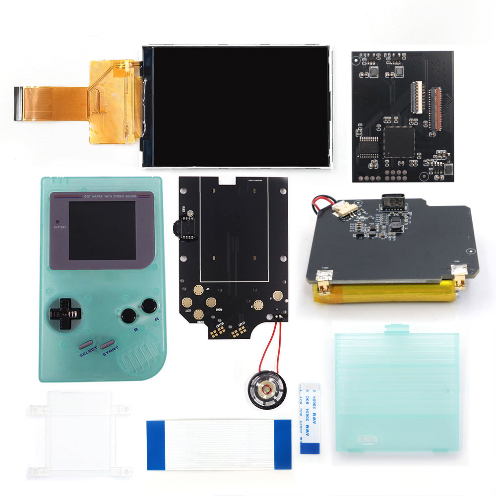 Rechargeable V5 Pro IPS Screen RIPS Housing Color Case Pixel OSD FRM Backlight Highbright LCD Mod Kits for GAMEBOY DMG GBO