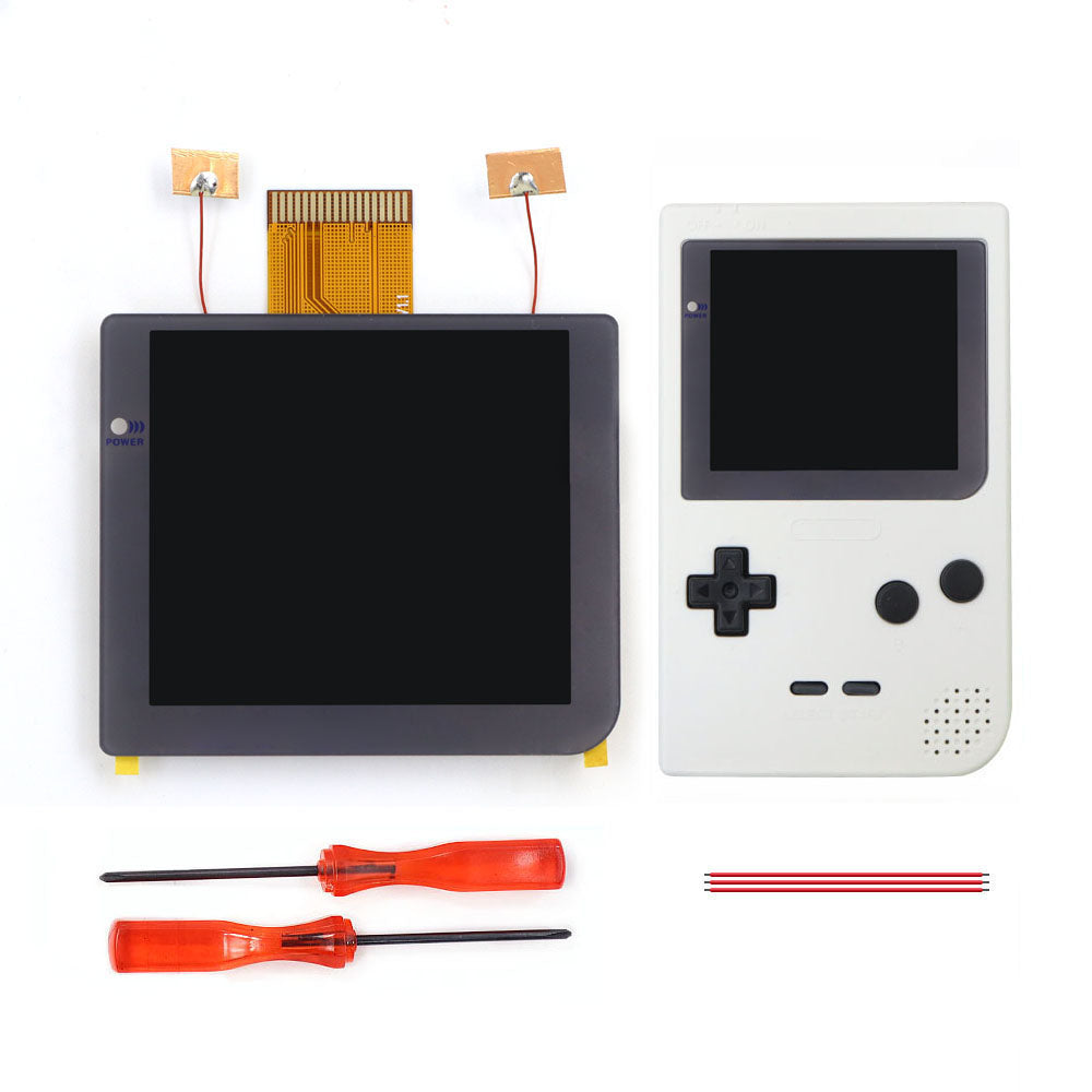 Gray Laminated 2.8 inch Larger IPS Screen LCD Integer Scaling Build in OSD For GBP Gameboy Pocket Retro Pixel Screen Kits with Shell