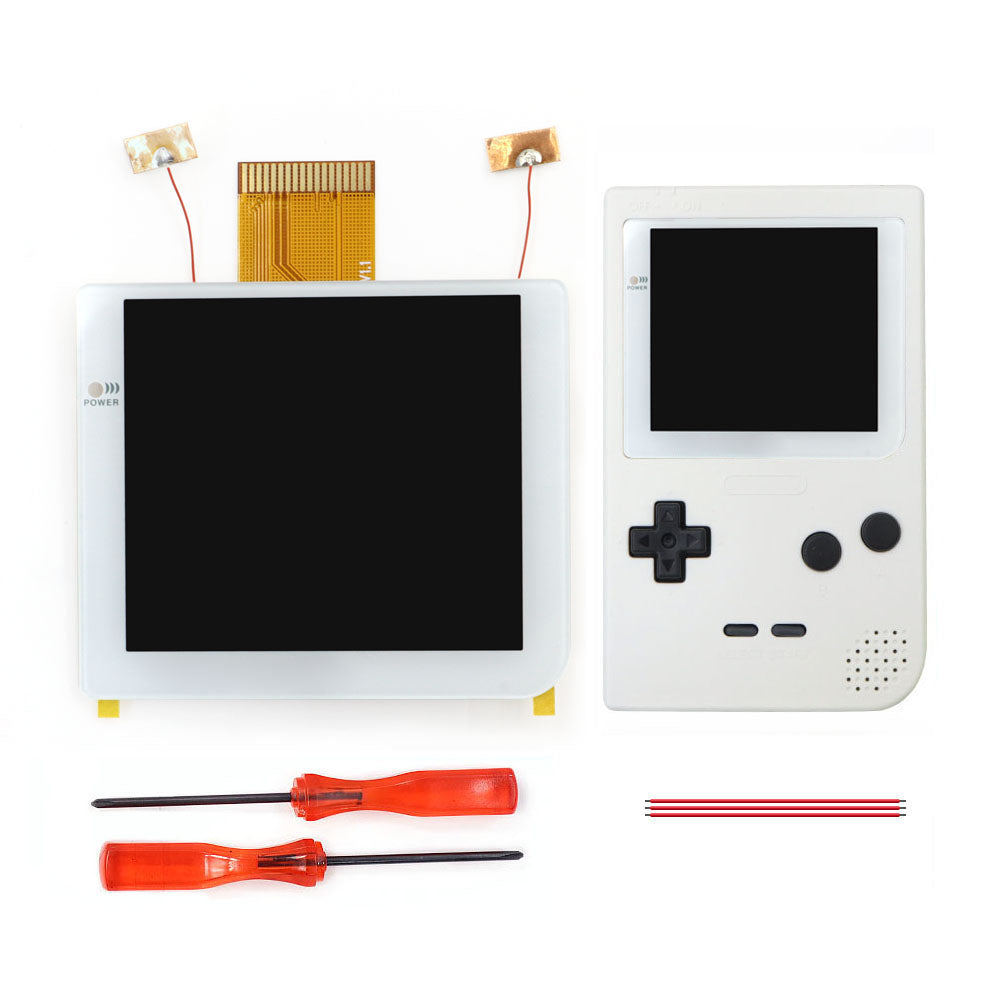 White Laminated 2.8 inch Larger IPS Screen LCD Integer Scaling Build in OSD For GBP Gameboy Pocket Retro Pixel Screen Kits with Shell