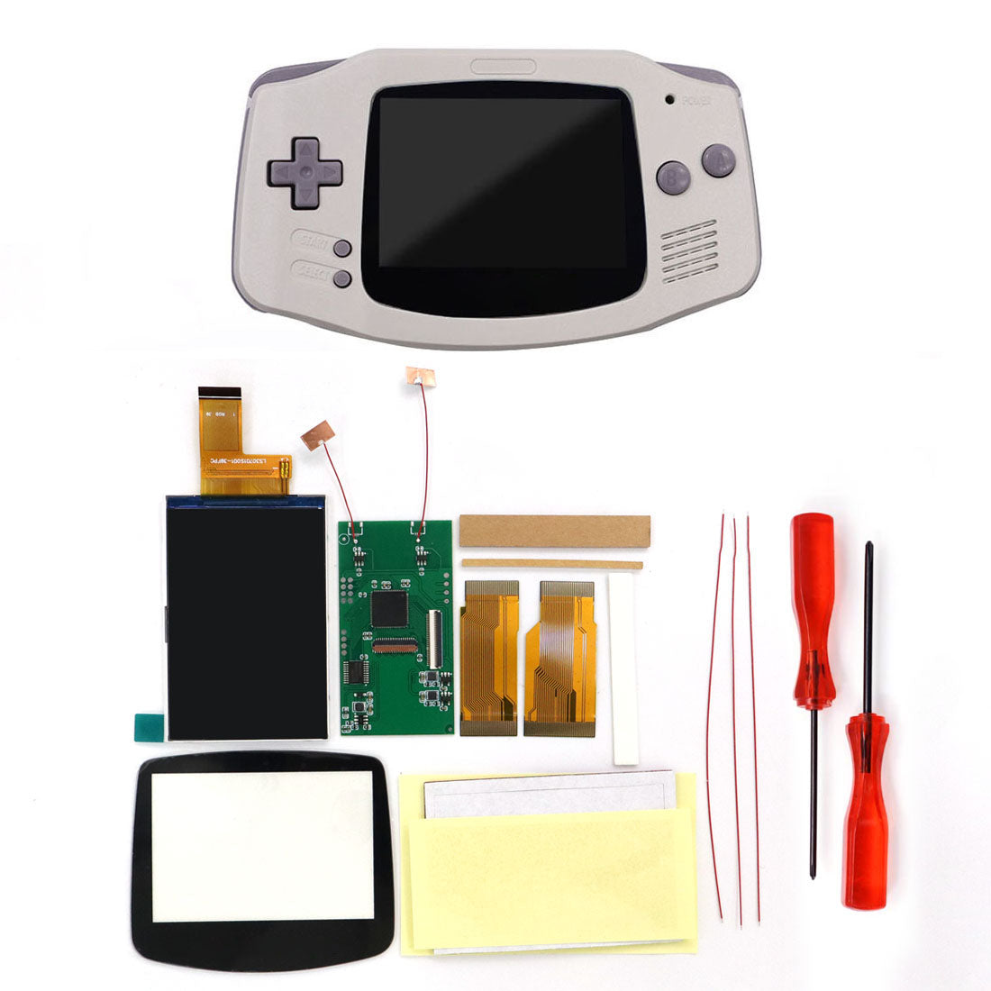 HISPEEDIDO V5 Upgrade HD High defination Drop In 3.0" 3 inch Highlight 720*480 720x480 Retro pixel OSD Menu IPS LCD kit for GBA Advance w/Shell