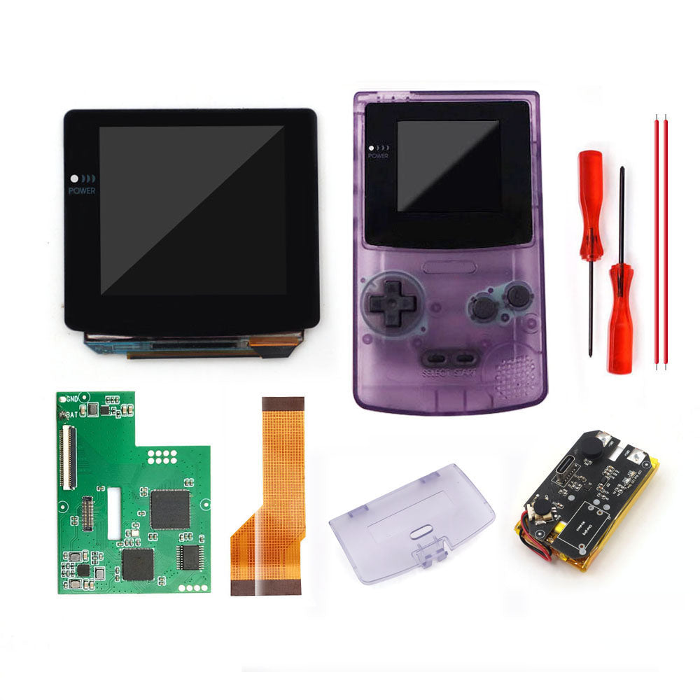 Type C port Rechargeable OLED Screen Touch Laminated AMOLED Screen Drop in For GBC GameBoy Color w/Pre-cut Shell