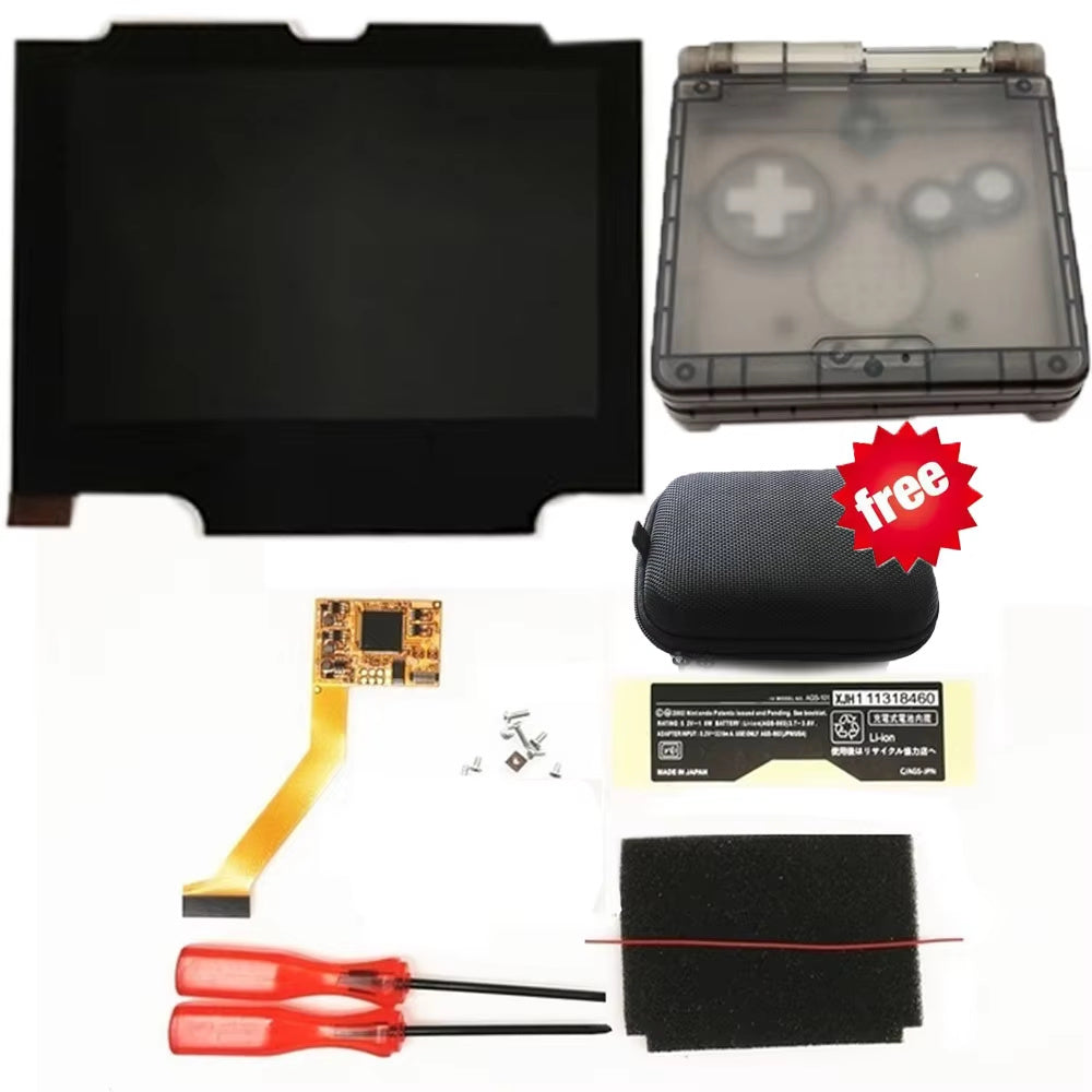HISPEEDIDO For GBA SP V2 Screen set IPS LCD Backlight Screen High Brightness Laminated Display LCD Set with Shell