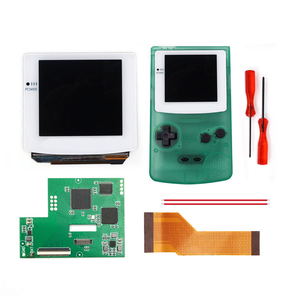 HISPEEDIDO White lens Laminated AMOLED OLED Touch Screen Drop in Build in OSD RETRO PIXEL Screen Easy Install For GBC GameBoy Color With Pre-cut Shell