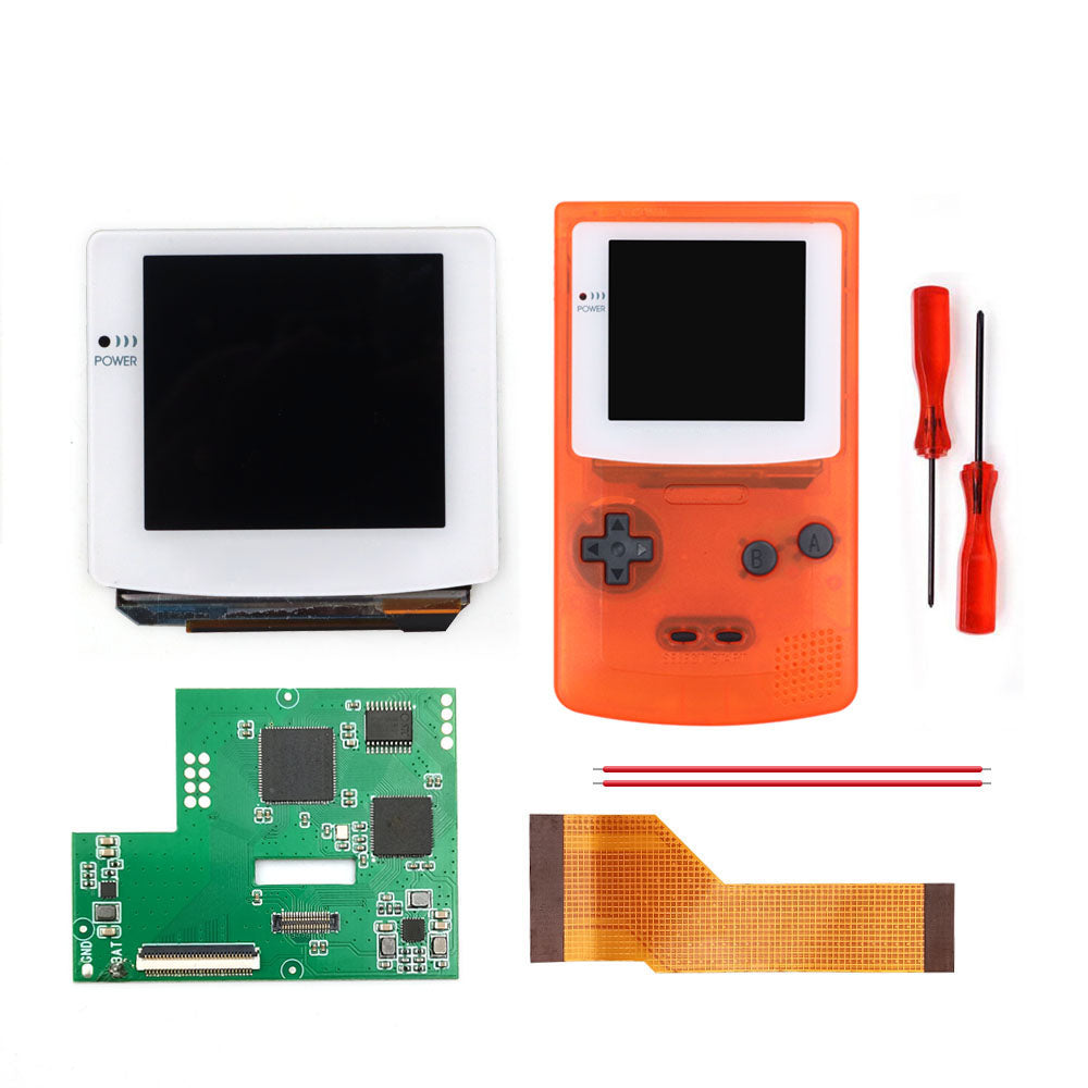HISPEEDIDO White lens Laminated AMOLED OLED Touch Screen Drop in Build in OSD RETRO PIXEL Screen Easy Install For GBC GameBoy Color With Pre-cut Shell