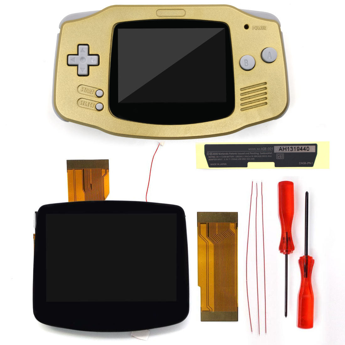 HISPEEDIDO Pre -laminated V5 HD 720x480 Drop-in Screen for GBA IPS LCD Kits Replacements Housing Shell