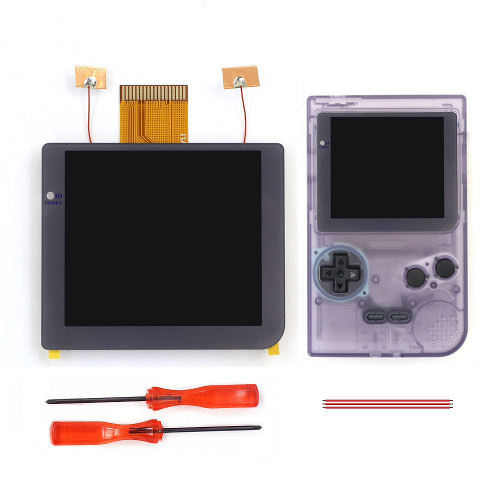 Gray Laminated 2.8 inch Larger IPS Screen LCD Integer Scaling Build in OSD For GBP Gameboy Pocket Retro Pixel Screen Kits with Shell