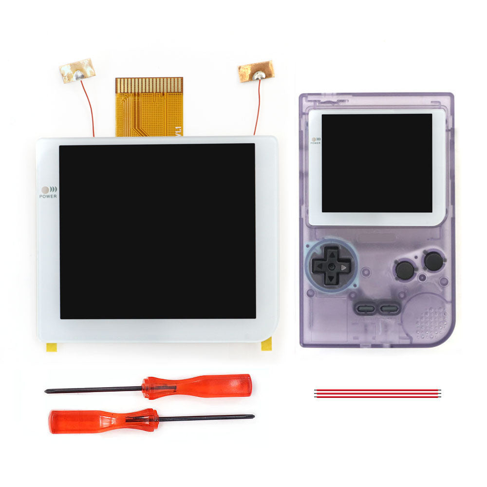 White Laminated 2.8 inch Larger IPS Screen LCD Integer Scaling Build in OSD For GBP Gameboy Pocket Retro Pixel Screen Kits with Shell
