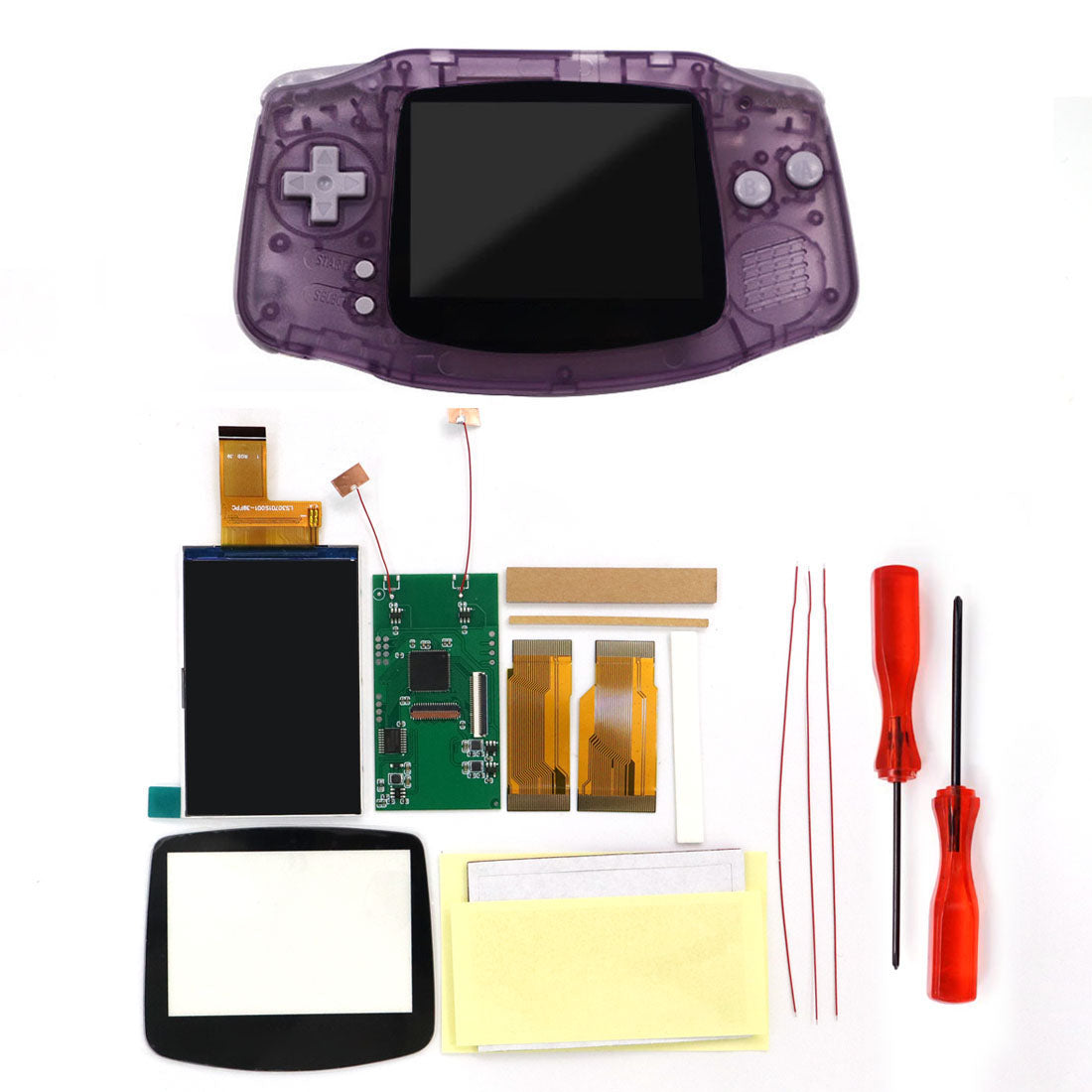 HISPEEDIDO V5 Upgrade HD High defination Drop In 3.0" 3 inch Highlight 720*480 720x480 Retro pixel OSD Menu IPS LCD kit for GBA Advance w/Shell