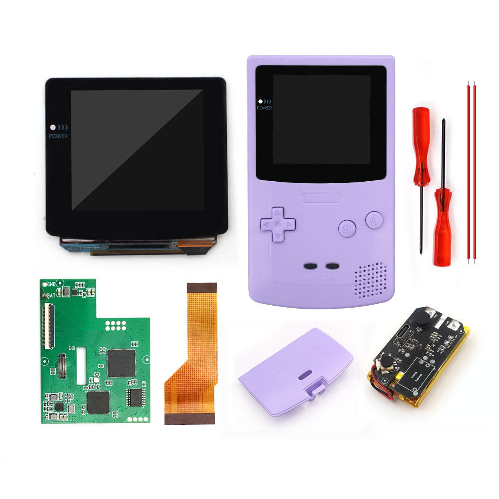 Type C port Rechargeable OLED Screen Touch Laminated AMOLED Screen Drop in For GBC GameBoy Color w/Pre-cut Shell