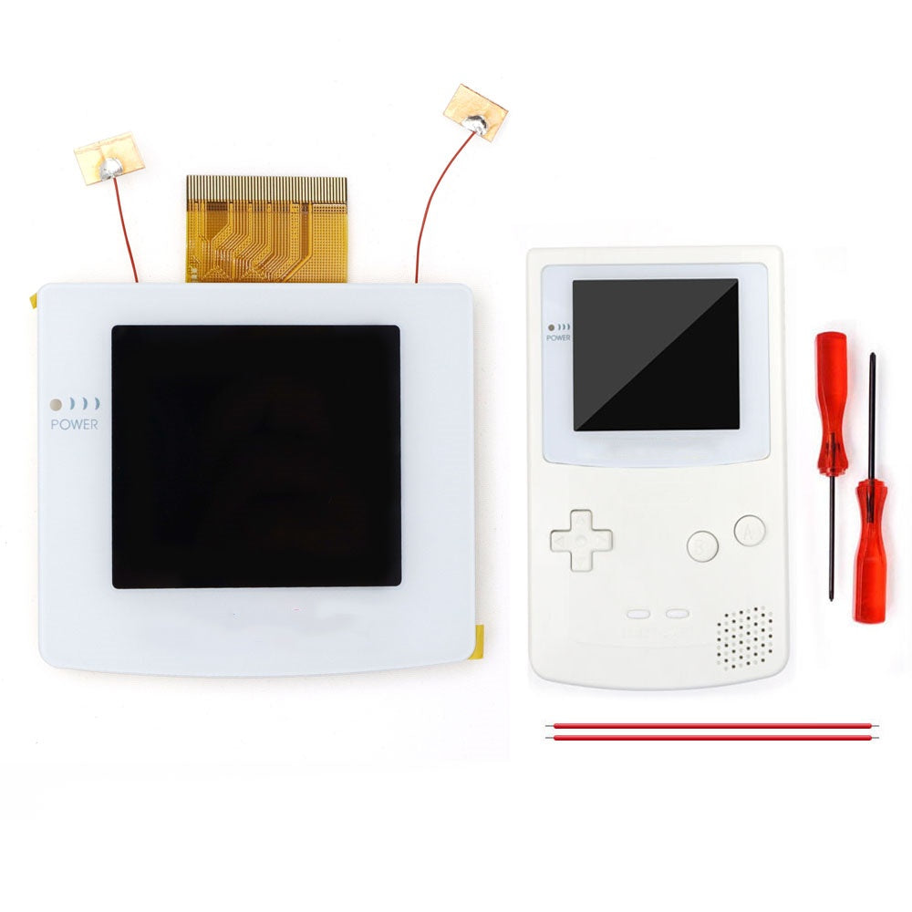 White Laminated 2.45" GBC IPS All-in-one HD Backlight Screen Easy Installation OSD Pixel Effect For Gameboy Color GBC with Shell