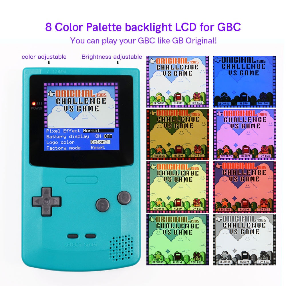32 LOGO Color Changeable Q5 IPS For GBC Compatible with GAMEBOY COLOR Console Replacement Screen LCD Mod Kits Shell Hollow Len