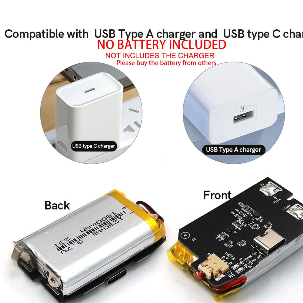 New Rechargeable 1800 Battery Type-C GBA Replacement Plastic Shell V5 Pre-laminated IPS LCD Grey/ Black Screen Lens Housing Kits