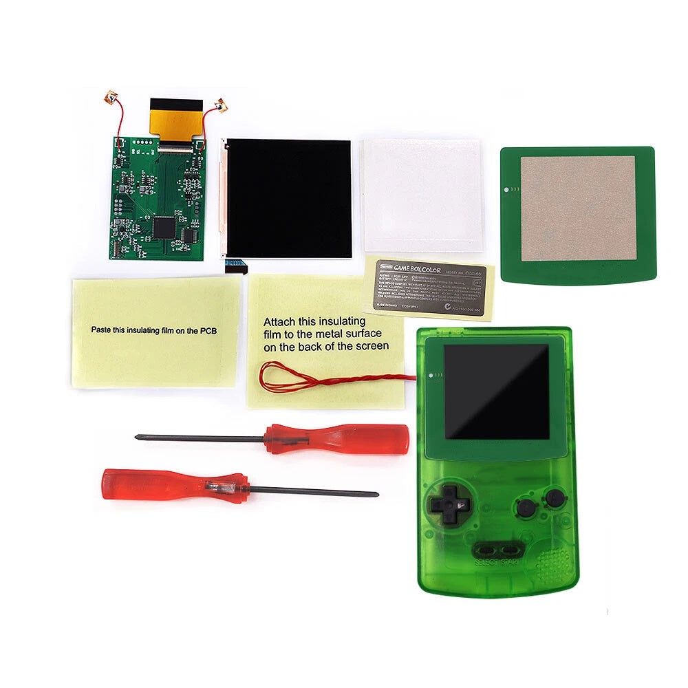 HISPEEDIDO Multi Color Lens Q5 IPS Highlight Screen For GBC LCD Display IPS Screen Mod Kits w/Shell