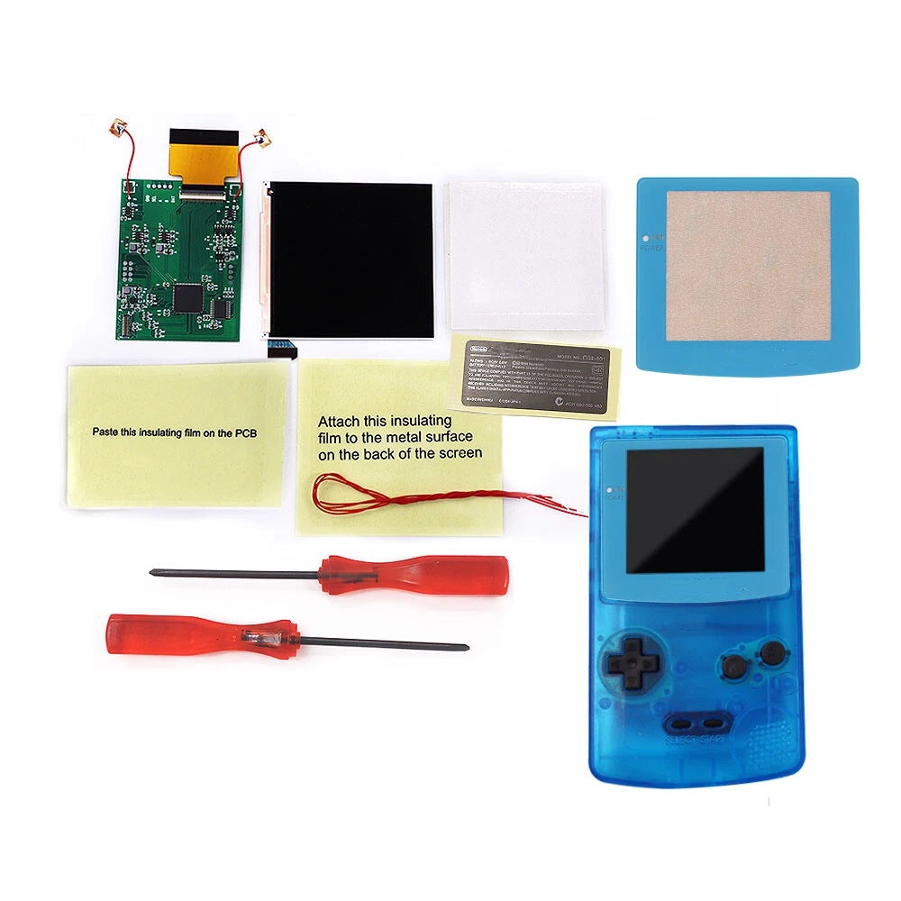 HISPEEDIDO Multi Color Lens Q5 IPS Highlight Screen For GBC LCD Display IPS Screen Mod Kits w/Shell