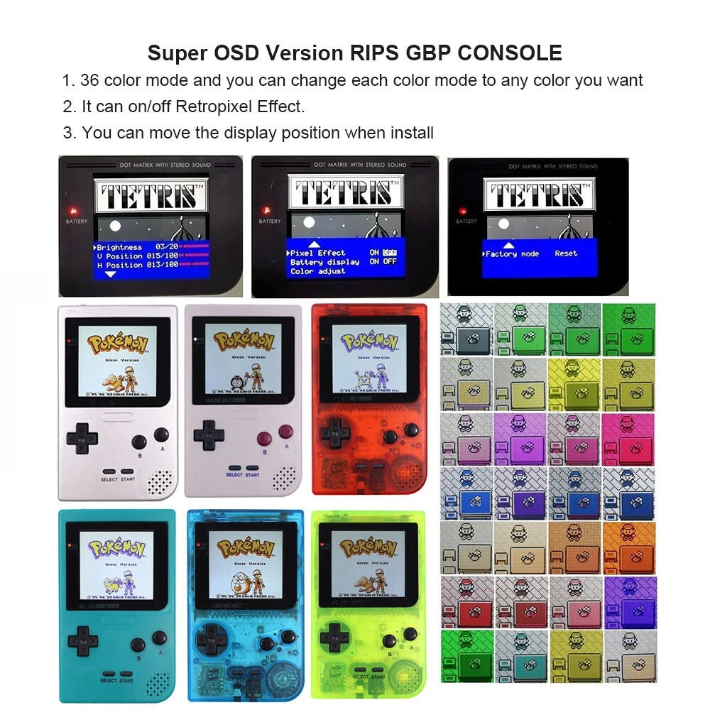 Refurbished Q5 5 Level Brightness 8 Color Mode IPS Backlight LCD GameBoy Pocket GBP Console