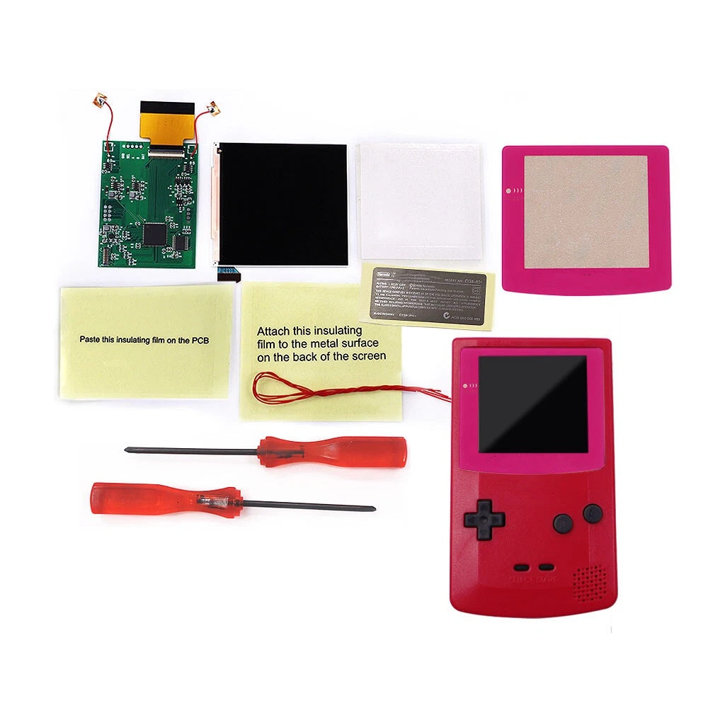 HISPEEDIDO Multi Color Lens Q5 IPS Highlight Screen For GBC LCD Display IPS Screen Mod Kits w/Shell