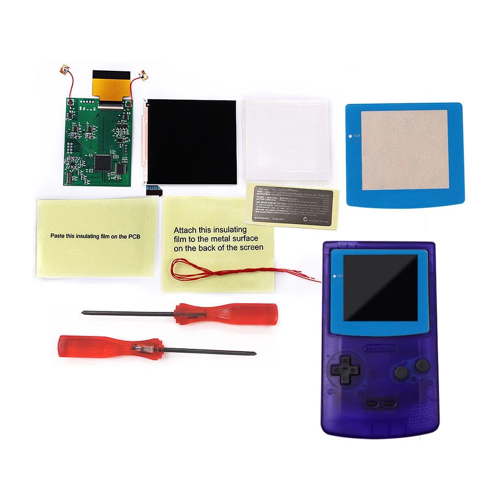 HISPEEDIDO Multi Color Lens Q5 IPS Highlight Screen For GBC LCD Display IPS Screen Mod Kits w/Shell