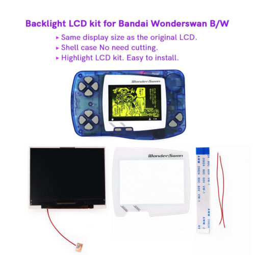 WS Black White Hightlight LCD Screen Backlight Display Kit For Bandai Wonder Swan WS Console