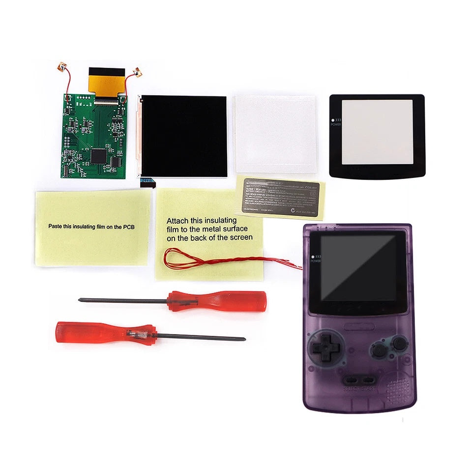HISPEEDIDO Multi Color Lens Q5 IPS Highlight Screen For GBC LCD Display IPS Screen Mod Kits w/Shell